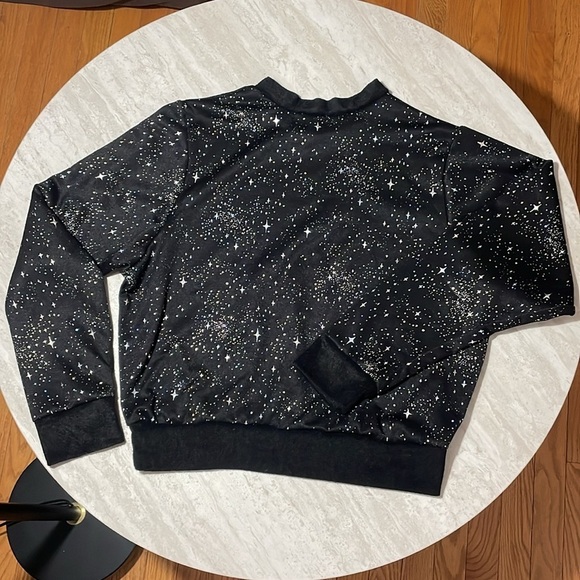 Noli Celestial Crew Neck Sweatshirt Black + Holographic Stars *S - Picture 5 of 6